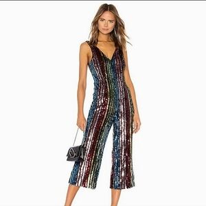 LPA-Revolve-Double V Jumpsuit in Multi Sequin-Size Small